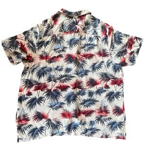 VTG-Style George Men’s Hawaiian Shirt 2XL Red White Blue Palm Print Summer
